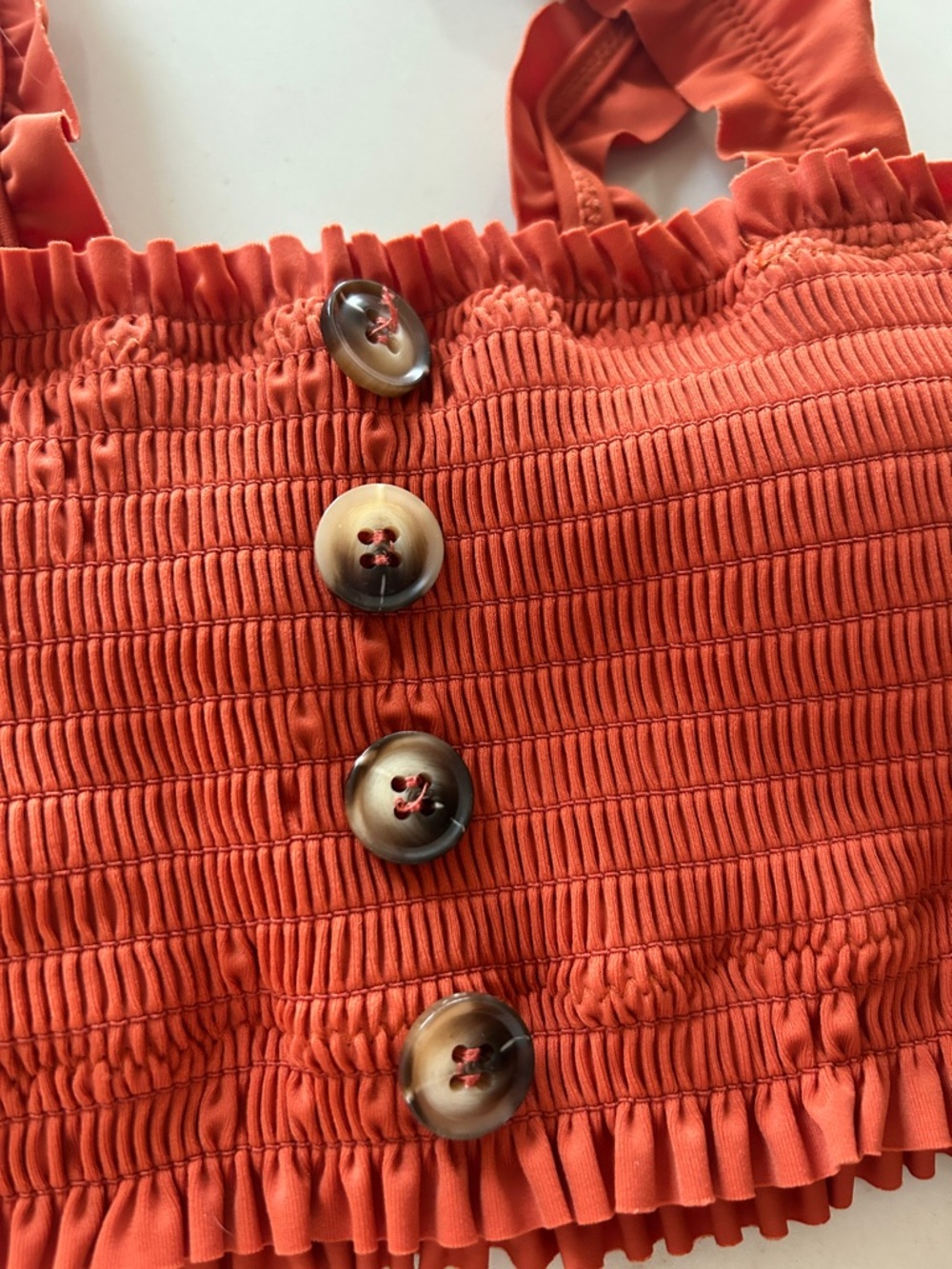 Rust Smocked Two-Piece Bikini Set, Size S - Picture 4 of 7